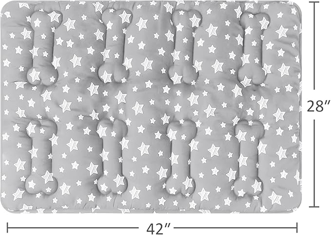 Dog Crate Mat (42" X 28") 2 Pack, Soft Dog Bed Mat with Cute Prints, Personalized Crate Pad, Anti-Slip Bottom, Machine Washable Kennel Pad, Grey