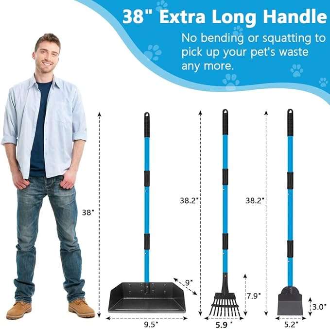 Dog Poop Trash Can for Outdoors with Extra Large Pooper Scooper & 50 Waste Bags - 20L/5 Gallon Large Dog Poop Trash Can Outside with Lid and Removable Inner Bucket Waterproof Odor Control for Backyard