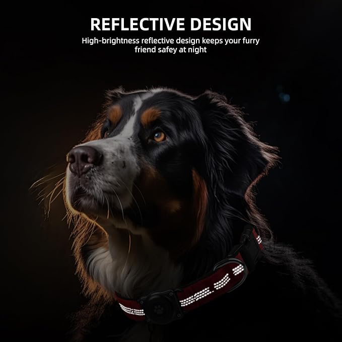 Reflective Air Tag Dog Collar - 100% Waterproof Dog Collar AirTag Holder | Extra-Durable, Soft Padded AirTag Dog Collars for Small Medium Large Dogs
