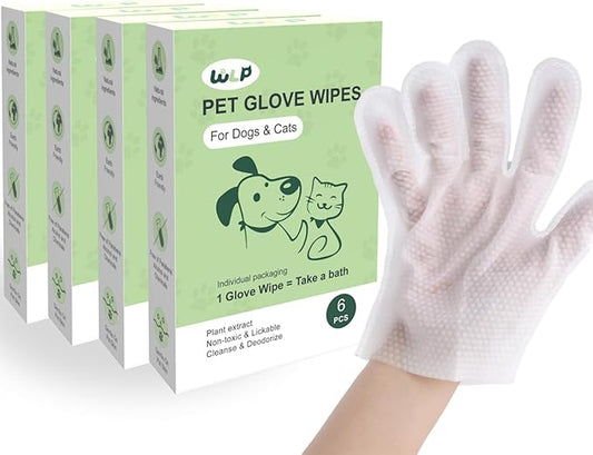 WLP Cleaning & Deodorizing Glove Bath Wipes for Dogs and Cats, Hypoallergenic Nourish Fur Aloe Extract Jojoba Oil Pet Grooming Wipes for Daily and Travel (30 PCS)
