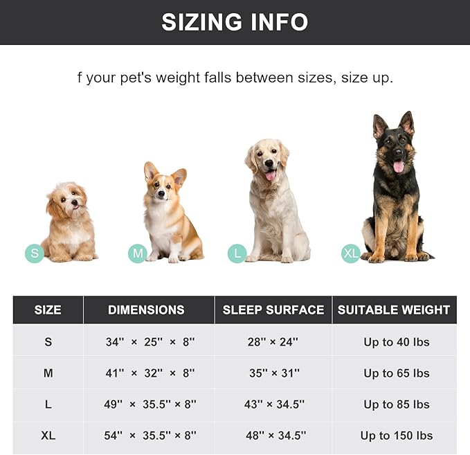 Cooling Elevated Dog Bed with Non-Slip Floor Protectors & Breathable Mesh, Raised Indoor & Outdoor Dog Cot Hammock, 34" L x 25" W x 8" Th, Small, Grey