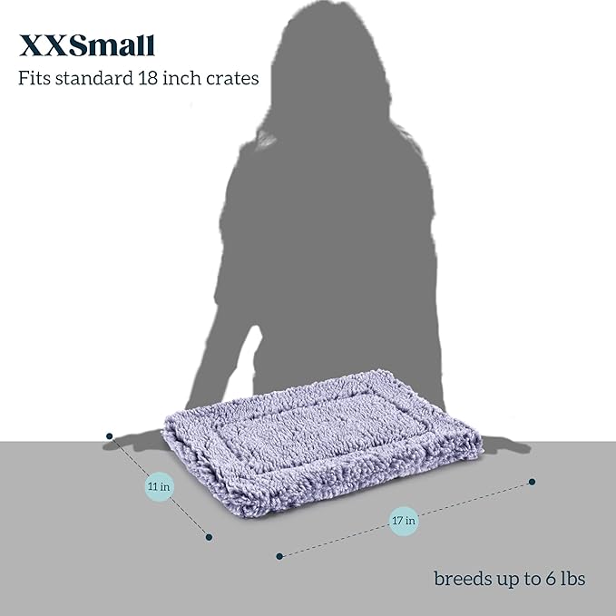 Stoutwool Indestructible Dog Bed - Fluffy Chew Proof Dog Crate Pad - Tough Kennel Pad for Aggressive Chewers - Washable, Ideal for Toy Breeds & Fits 18-Inch Crate - 17"x11", Jacaranda