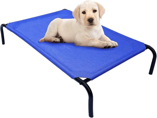 PHYEX Raised Pet Cot for Small Pets, Elevated Dog Bed with Breathable Mesh, Sturdy Steel Frame for Indoor & Outdoor Use, Non-Slip Design, Easy Clean, 33-Inch Blue