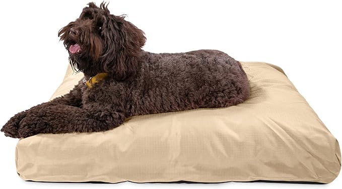 K9 Ballistics Tough Rectangle Pillow Large Dog Bed - Removable Cover, Washable, Durable & Water Resistant Dog Bed Made for Large Dogs 40"x34" Sandstone