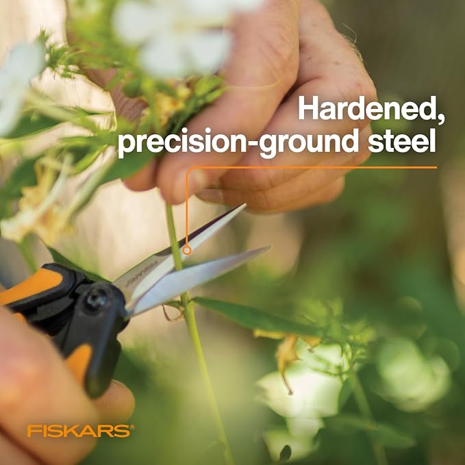 Fiskars Micro-Tip Pruning Snips - 6" Garden Shears with Sheath and Comfort Grip - Sharp Steel Blades - Quality Pruning Shears for Plants in Grow Tents and Hydroponics - Garden Tools