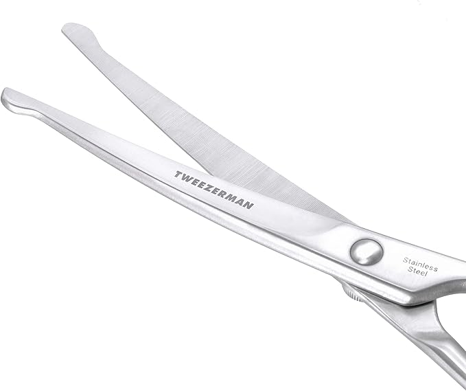 Tweezerman 7" Pet Grooming Scissors with Safety Round Tips, Professional Curved Grooming Shears for Dogs and Cats