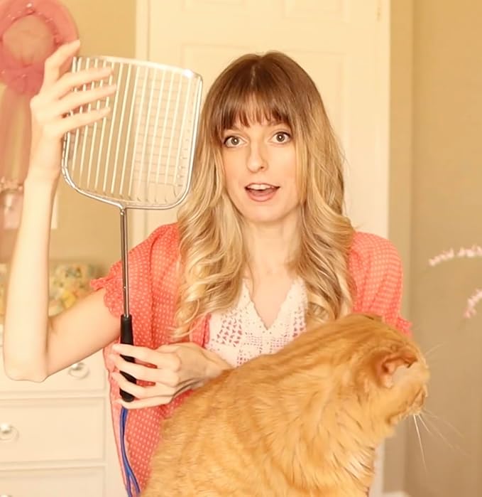 Sand Dipper Cat Poop Scooper & Chicken Poop Scooper - Rugged Big 6" Square Stainless Steel Long Handle for Home Kitty Litter Scoop & Farm Chicken Compatible Coop Scooper (Scoop)