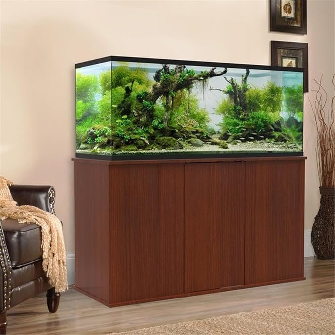 Pemberly Row Engineered Wood 75/90 Gallon Serene Cherry Upright Aquarium Stand