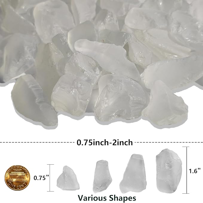 Sea Glass Block - 1LB White Frosted Sea Glass - Vase Filler and Aquarium Ornament, DIY Craft Supplies for Art, Sea Glass Decor, Beach Weddings, and Home Decor