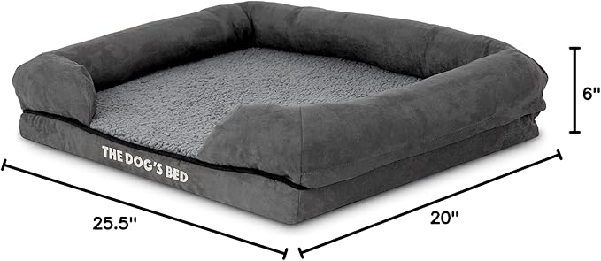 The Dog’s Bed, Small Plush Grey, Memory Foam, Pain Relief: Arthritis, Hip & Elbow Dysplasia, Post Surgery, Lameness, Supportive, Calming, Waterproof Washable Cover, Veterinary Approved