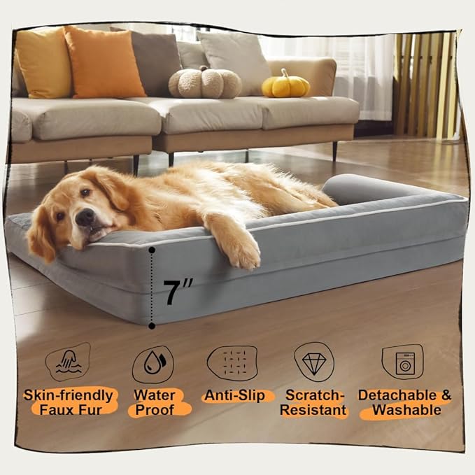 Small Dog Bed Waterproof Orthopedic Dog Beds for Small Dogs Cats Comfy Cat Bed with Washable Removable Cover