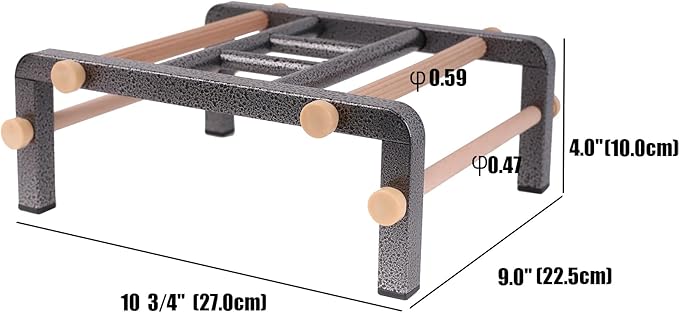 Large Bird Table Training Perch for African Grey Macaw Amazon Parrot, Heavy-Duty Metal Ladder No Tool Install Rustproof Bird Roosting Wooden Bars for Exercise and Play Climb for Fun