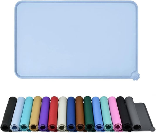 Waterproof Pet Feeding Mat with High Raised Edges, Heavier and Thicker Placemats for Cat Dog Water Bowl with BPA Free, Dogs Cats Food Mats for Messy Drinkers to Prevent Spill and Protect Floors