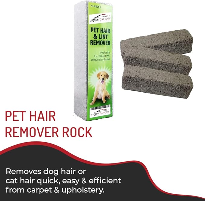 Pet Hair Remover Rock – 3 Pack Reusable Dog & Cat Hair Cleaner for Carpet, Upholstery & Auto Interiors – Easy Lint & Fur Removal Tool – No Roller or Brush