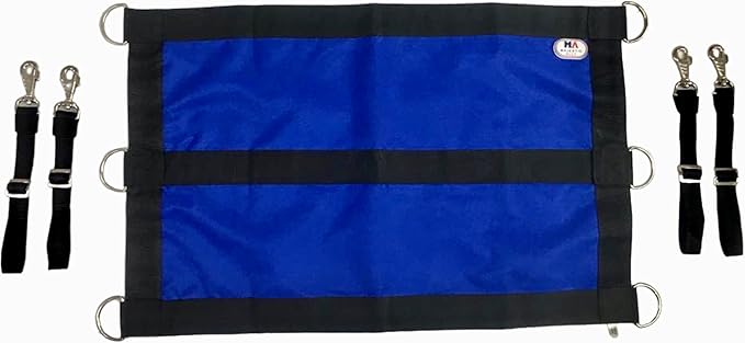 Majestic Ally 1200D 29"x19" Horse Stall Guard with Replaceable and Adjustable Length Straps and Replaceable Hardware (Royal Blue Black)