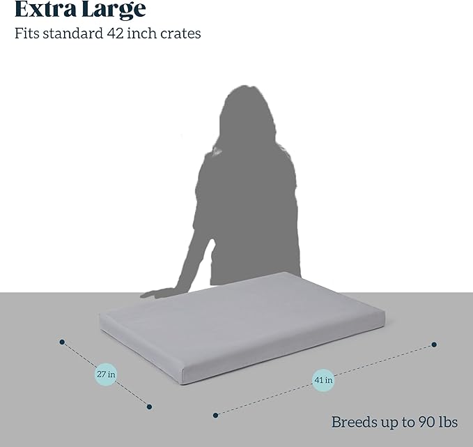 Cybarmour Indestructible Dog Bed - Outdoor Waterproof Chew Proof Dog Crate Pad - Orthopedic Kennel Mat for Aggressive Chewers - Large Breeds & Fits 42-Inch Crate - 41"x27", Limestone