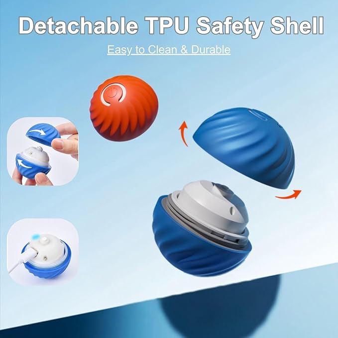 Zoomie Buddy 2.0, Zoomie Buddy for Dogs, 2 in 1 Smart Touch Interactive Dog Balls ＆ Pet Feeder, 2.83" Diameter, Suitable for Small/Medium Dogs, with Fruit Plush Cover (Orange, Bayberry)