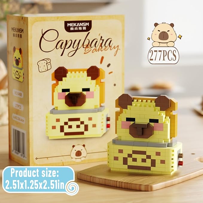 Bread Maker Cute Capybara Baking Bread Series Mini Building Toy Kawaii Animals Set Micro Adorable Pet Buildings Small Bricks Gifts Toys