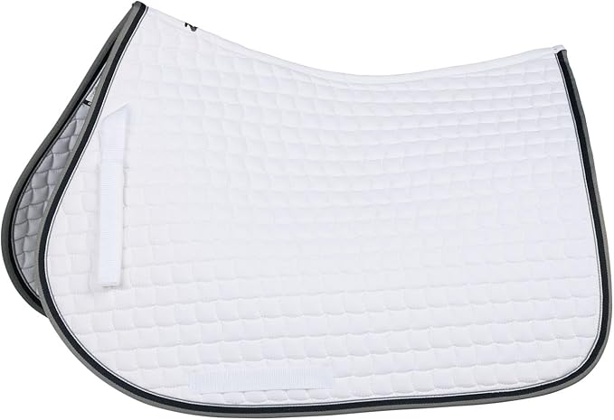 HORZE Adepto Padded All Purpose Quilted Equestrian Saddle Pad for Horses with Two-Tone Trim