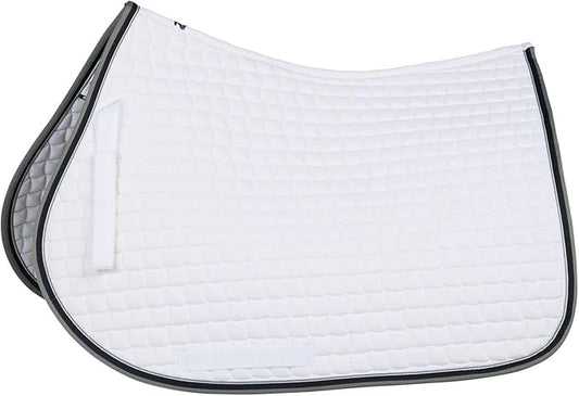 HORZE Adepto Padded All Purpose Quilted Equestrian Saddle Pad for Horses with Two-Tone Trim