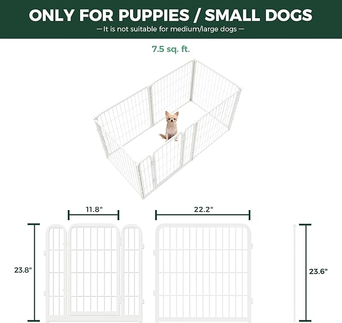 FXW Homeplus Unleashed Indoor Dog Playpen - Stress-Free and Safe Play, Heavy Duty 24 Inch 6 Wire Panels Dog Pen for Puppy and Small Dogs, White│Patented