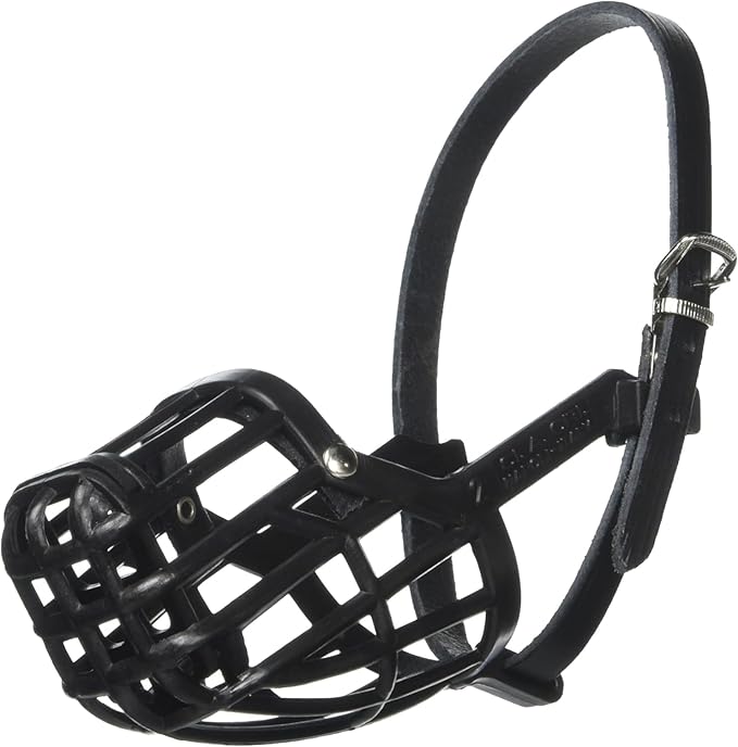 Leather Brothers Italian Basket Dog Muzzle, Adjustable Secure Fit, Comfortable Design, Training and Safety, Averts Biting, Prevents Chewing and Scavenging, Perfect for Grooming - Black, Size 2