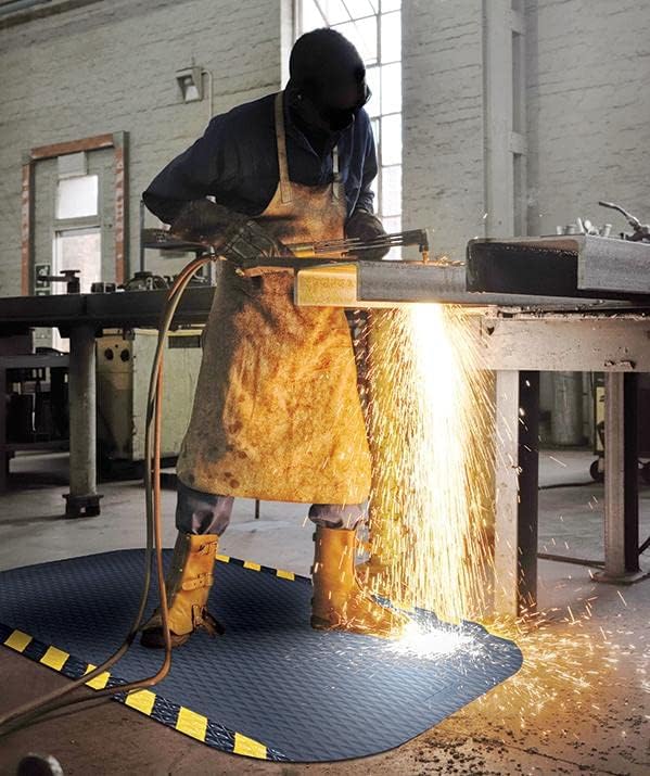 American Floor Mats Hog Heaven Premium 7/8" Black & Yellow Border 5' x 4' Nitrile Backed Anti-Fatigue Comfort Mat