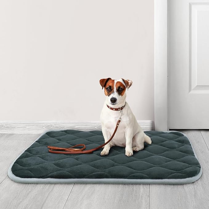 furrybaby Dog Bed Mat Flat Crate Mat with Anti-Slip Bottom Machine Washable Pet Kennel Pad for Dog Sleeping (XL 48x30'', Grey Mat)