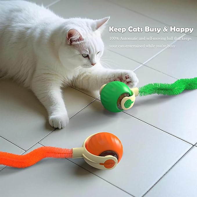 Interactive Cat Toy Ball | Automatic Moving Smart Anti-Depression Pet Toy with Light | Speedy Tail 3.0 Cat Mouse Toy | Electric Rechargeable Enrichment Toy for Indoor Bored Cats & Dogs (Blue)