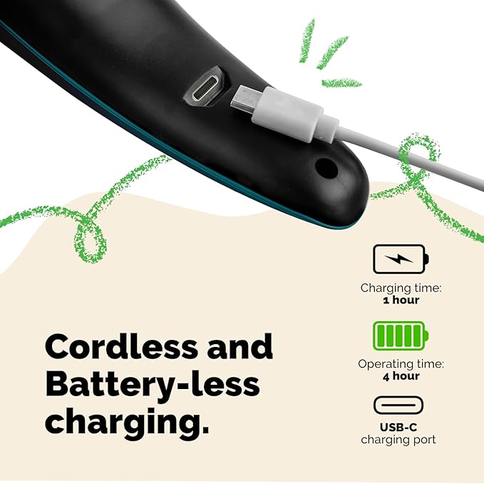 LuckyTail Pet Nail Grinder for Dogs and Cats - Super Quiet and Low Vibration Electric Dog Nail Grinder with 2 LED Lights - USB Rechargeable and Cordless - 2 Speeds - Small to Large Pets - Teal