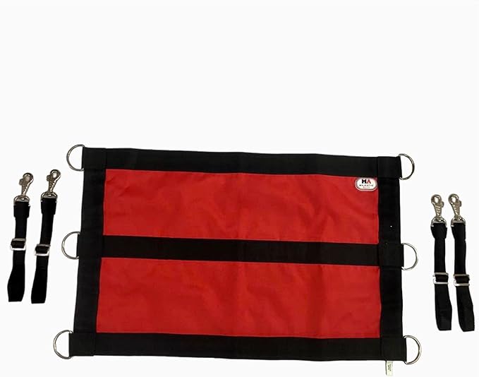 Majestic Ally 1200D 29"x19" Horse Stall Guard with Replaceable and Adjustable Length Straps and Replaceable Hardware (Red Black)