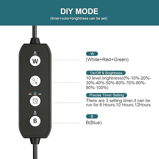Led Aquarium Light with Timer, Submersible Aquarium Plant Light, Fish Tank Light with Auto On/Off, 3 Lighting Modes, Adjustable Brightness (11 inch for 12-23inch Planted Tank), 7W