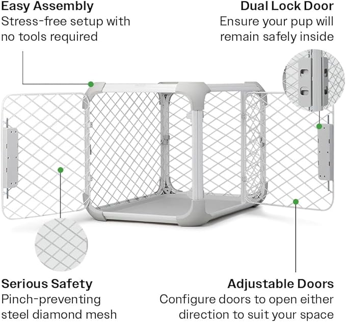 DIGGS Evolv Dog Crate - Slim, Durable Dog Kennel with Removable Ceiling Panel and Modular Design - Safe, Stylish, and Convenient (Ash, Intermediate)