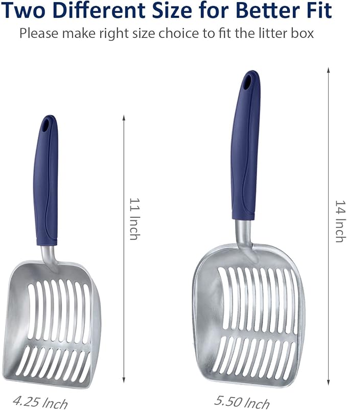 WePet Cat Litter Scoop, Aluminum Alloy Sifter, Kitty Metal Scooper, Deep Shovel, Long Handle, Poop Sifting, Kitten Pooper Lifter, Durable, Heavy Duty, for Litter Box
