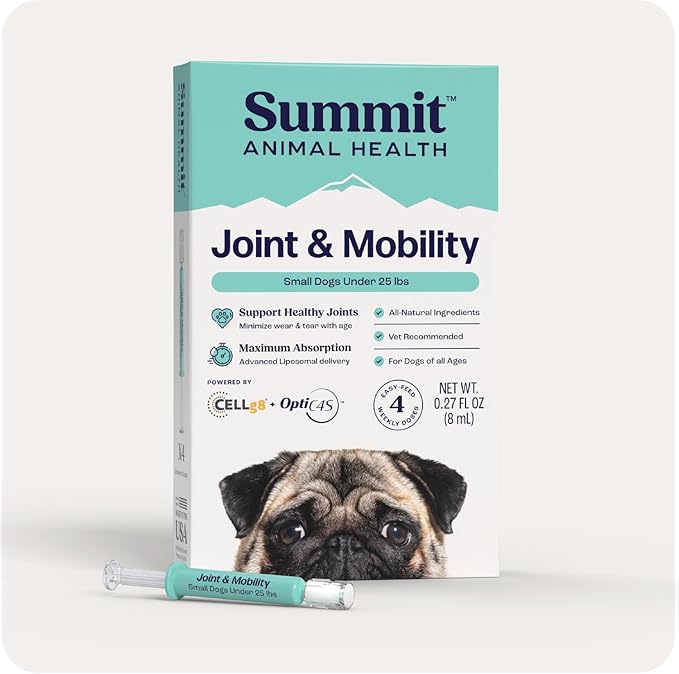 Summit Canine Joint and Mobility Supplement for Small Dogs, All Natural Liquid Chondroitin with Liposomal Delivery for Arthritis, Hip & Joint Support Vitamin, (Dogs <25lbs)