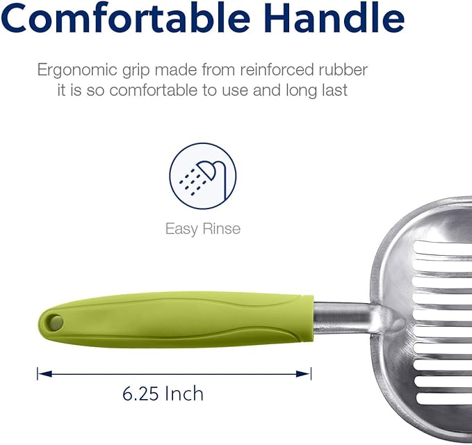 WePet Cat Litter Scoop, Aluminum Alloy Sifter, Kitty Metal Scooper, Deep Shovel, Long Handle, Poop Sifting, Kitten Pooper Lifter, Durable, Heavy Duty, for Litter Box