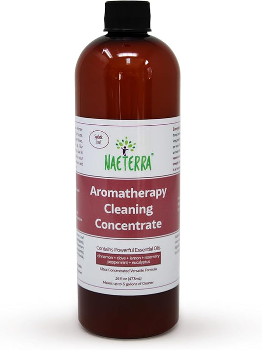Naeterra Aromatherapy Cleaning Concentrate 16 oz Natural Multi-Surface Cleaner, Plant-Based and Biodegradable, Makes 6 Gallons, Cleaning Essential Oil Formula, Safe for Families and Pets