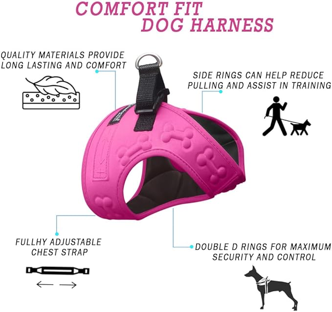Comfort fit All Weather Step-in Dog Harness - Adjustable Small Dog Harness Medium Sized Dogs - Soft Padded Easy Walk Dog Vest Harnesses