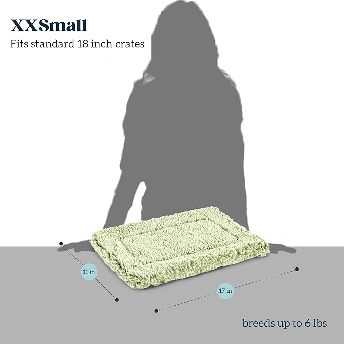 Stoutwool Indestructible Dog Bed - Fluffy Chew Proof Dog Crate Pad - Tough Kennel Pad for Aggressive Chewers - Washable, Ideal for Toy Breeds & Fits 18-Inch Crate - 17"x11", Gleam