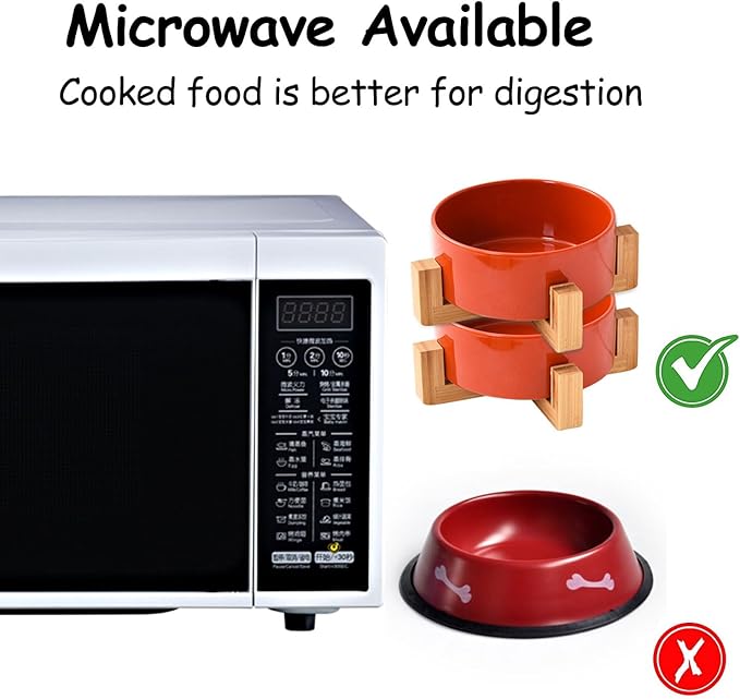 Petygooing Ceramic Dog Bowl Set with Stand,Small Dog Bowls,Cat Dog Food and Water Bowl,Anti -Slip Set of 2 Cat Dog Bowls-Dog Food Bowls- Dog Bowls Small Size Dog 13.5 OZ (5.1In / 1.7 Cups) Rust Red