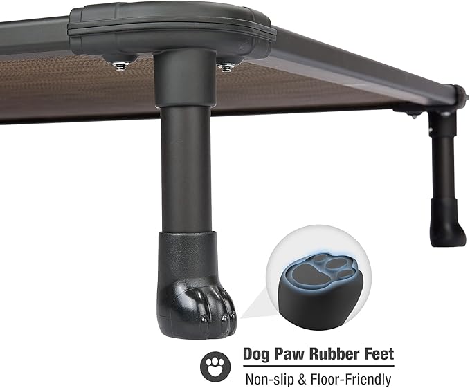 Veehoo Chew Proof Elevated Dog Bed - Cooling Raised Pet Cot - Rustless Aluminum Frame and Durable Textilene Mesh, Unique Designed No-Slip Feet for Indoor or Outdoor Use, Brown, X-Large, CWC2002