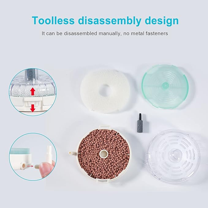 UPETTOOLS Mini Aquarium Sponge Filter, Small Internal Fish Tank Filter Detachable Submersible Filter with Air Stone auxiliary filter Suitable for 5-20 Gallon Tank (Air Pumps and Air Tube not Included)