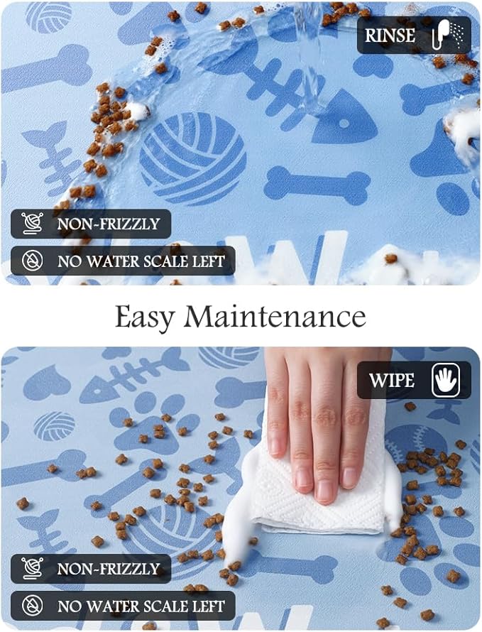 Pet Feeding Mat-Absorbent Dog Mat for Food and Water Bowl-No Stains Quick Dry Water Dispenser Mat-Dog Accessories Pet Supplies-Bowl for Messy Drinkers（Bone,23"x34"