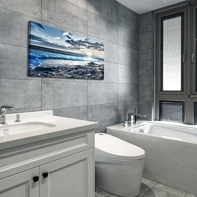 Wall Art For Living Room Wall Decor For Bedroom Large Size Poster Blue Beach Sun Ocean Landscape Paintings Prints Artwork Bathroom Decorations Seascape Canvas Prints Hang Pictures Office Home Decor