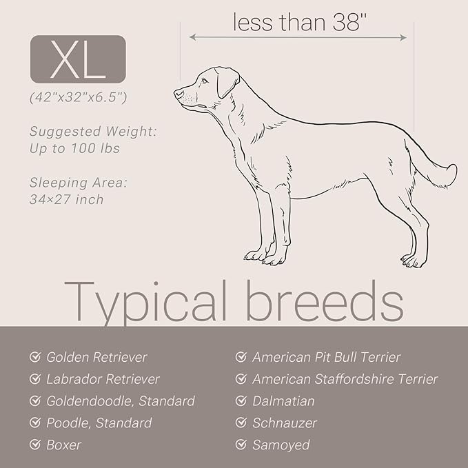 Soft Touch Orthopedic XL Dog Bed for Large Dogs with Faux Fur Top, Waterproof Pet Couch Bed with Removable Washable Cover and Supportive Foam Filling (Brown, Extra Large)