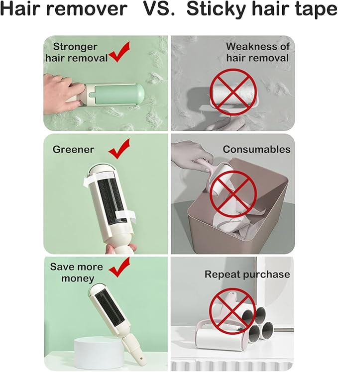 Pet Hair Remover Reusable pet Hair Remover Dog and cat Hair Remover for Sofas, Furniture, Carpets, car Seats with self-Cleaning Base Upgraded Animal Hair Remover Tool (Red Black+White Green)