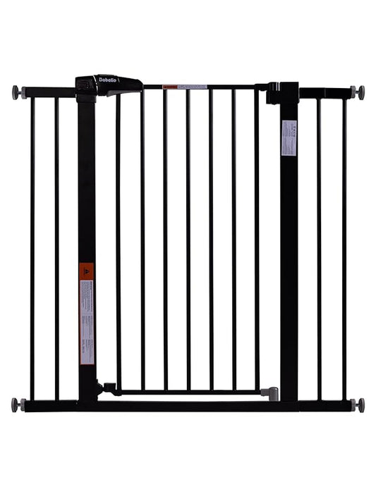 BABELIO 36" Tall Baby Gate, 26-40" Wide Auto Close Pet Gate, Pressure Mounted Metal Dog Gate, Easy-Install No Drilling, No Tools Required, with Wall Protectors and Extension Kits, Black