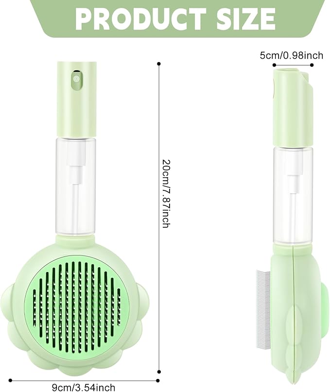 Cat Hair Brush for Shedding, 3-in-1 Pet Spray Hair Removal Comb with Visual Spray & Release Button, Waterproof Dog Grooming Brush for Furry Pet