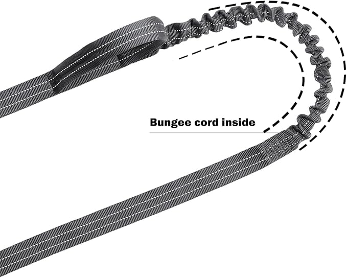 ICEFANG Tactical Dog Leash,K9 Training Walking Bungee Lead with 2 Control Handle,Heavy Duty Quick Release Metal Clasp,for Medium Large Breed (Reflective Grey, 6 FT)