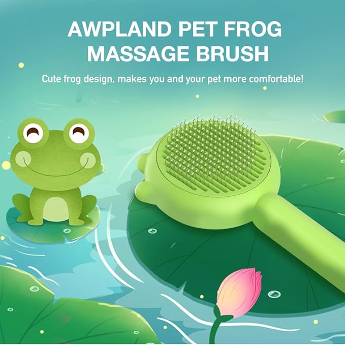 Dog Brush for Short or Long Haired Dogs, Frog Shape Dog Brush with Release Button, Dog Hair Brush Dog Grooming Deshedding Brush for Dog Kitten Rabbit Massage Removes Loose Fur